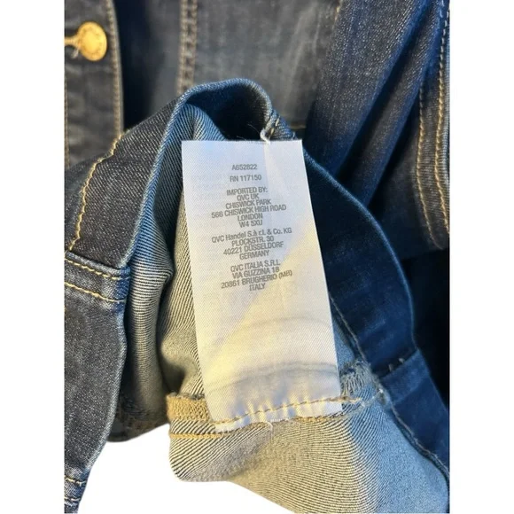 Belle by Kim Gravel Blue Rinse Wash Fit & Flare Stretch Denim Jacket Size XL - Picture 7 of 10